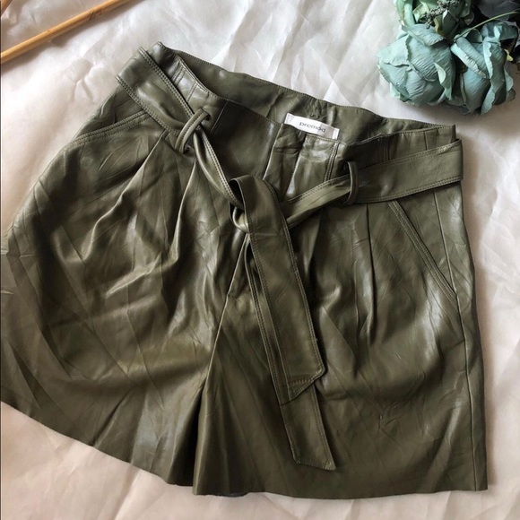 Promod Pants - Olive Leather shorts